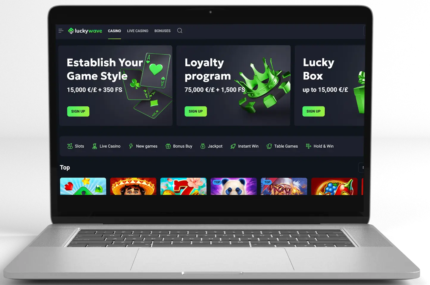 Luckywave Casino Homepage